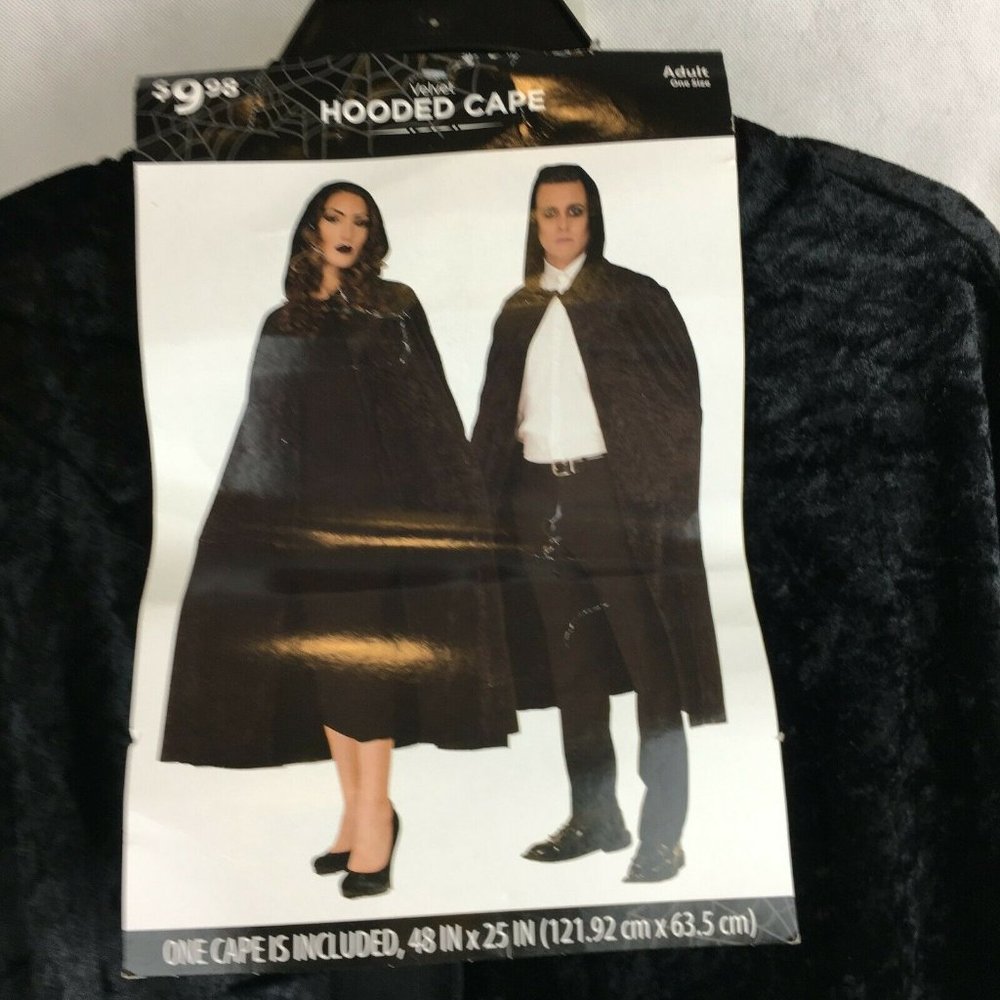 Adult Black Long Hooded Vampire Cape Costume